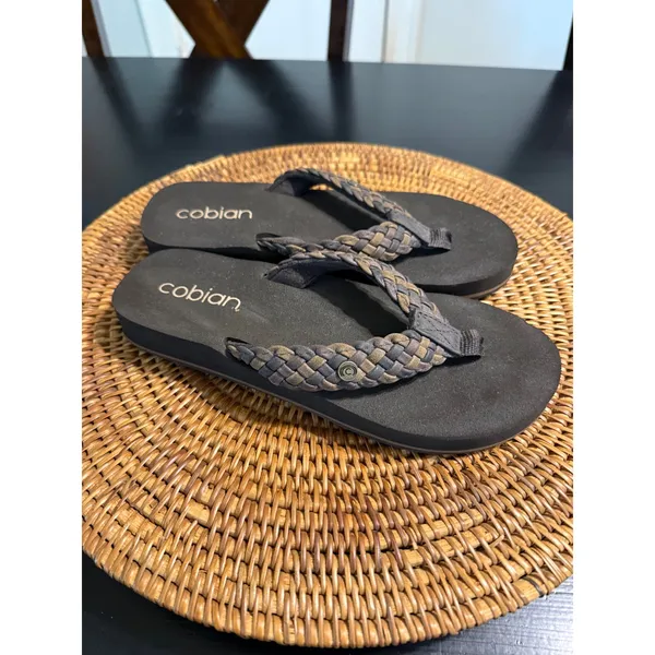 Cobian Braided Strap Flip Flops Brown Womens Size 7‎ Woven Thong Sandalsi - Image 3