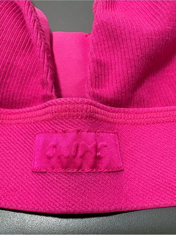 SKIMS Ribbed Cotton Blend Plunge Pink Bralette - Image 5