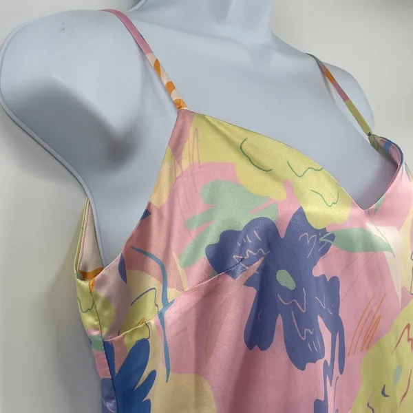 Chi Chi Satin Slip Dress Sz 10 Y2K Coquette Pastel Florall Festival Maxi Resort - Image 4