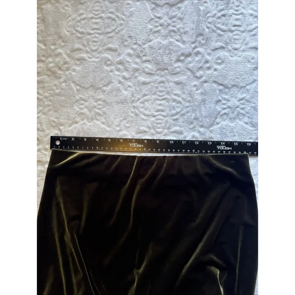 Max Studio Skirt Size L Green Velvet Skirt Elastic Waist Made In USA - Image 5