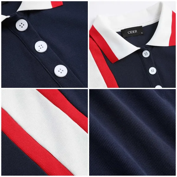 🆕 Cider Oversized Blokecore Patchy Collar Short Sleeve Polo Shirt - Image 5