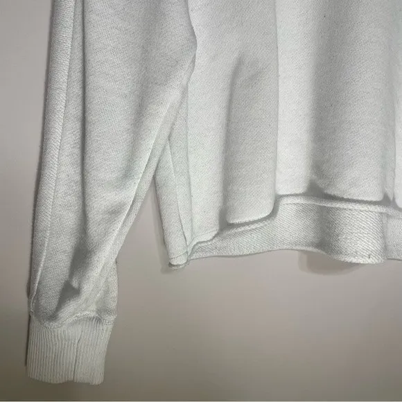 aerie crewneck cropped distressed white athletic sweater cotton blend - Image 3