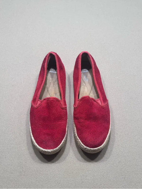 Clarks Collection Cushion Soft Red Suede Espadrille Slip-On Shoes - Image 6