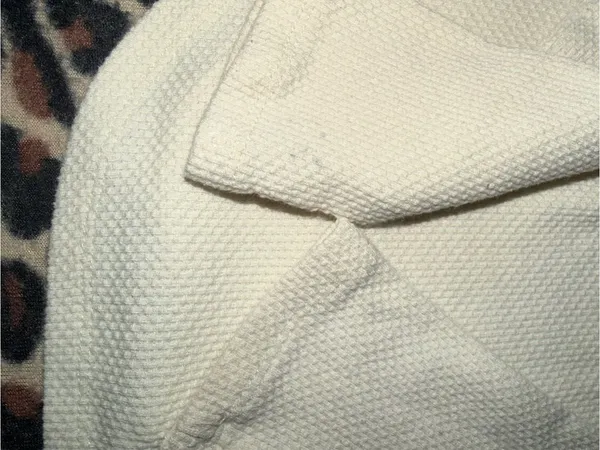 2000s vintage style free people cream long sleeve button up top w/ subtle weave - Image 8