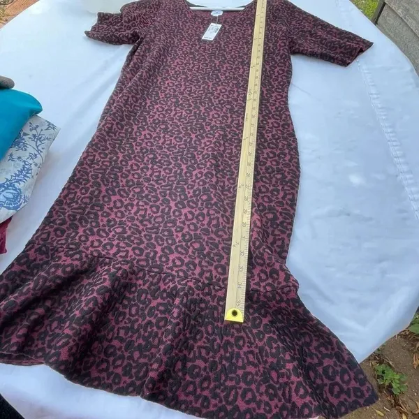NWT Dressbarn size L animal print sweater dress tulip hem flouncy hem. - Image 7