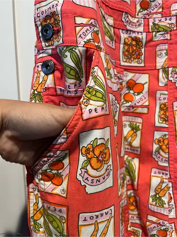 Heirloom gardening bib Overalls Lx29 coral seed packets One-Piece - Image 6
