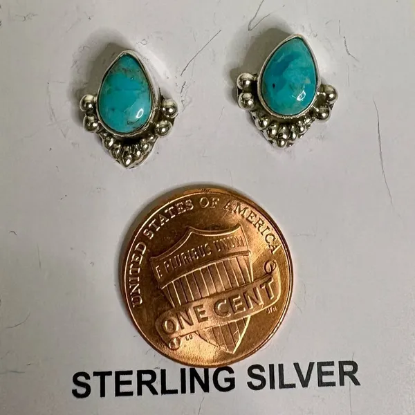NWT 925 Sterling Silver Turquoise Stud Earrings - Image 2