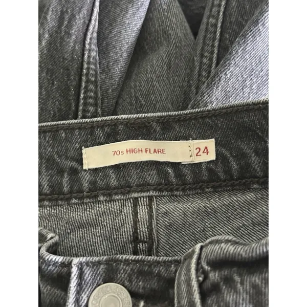 Levi's 70's High Flare‎ Jeans Womens 24 Faded Black Retro Denim Bell Bottoms - Image 4