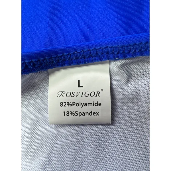 Rosvigor Swimsuit High‎ Waist Bikini Set Twist Front Top Blue Color Block L - Image 3