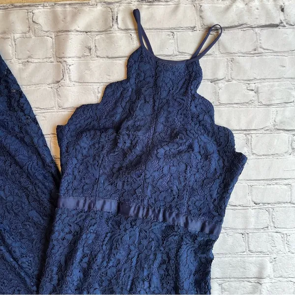 LULUS Zenith Navy Blue Lace Maxi Dress Large Event Party Long Sexy Gown - Image 12