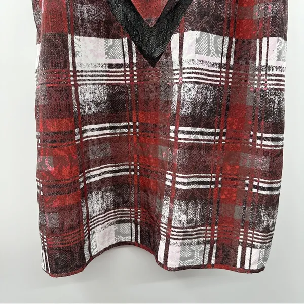 Lovers + Friends Plaid Camisole‎ Tank Top Women's Size Large Lace Trim V-Neck - Image 5