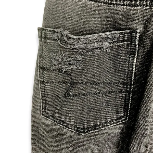 American Eagle | Size 00 XXS | Mom Jeans High Rise Distressed Ripped Faded Black - Image 9