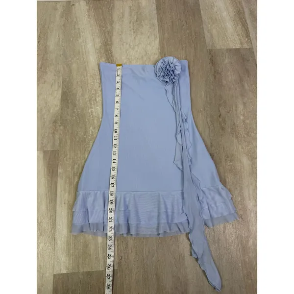 Edikted Thalia Strapless Minidress with Removable Rosette Ruffle Blue Size Small - Image 5