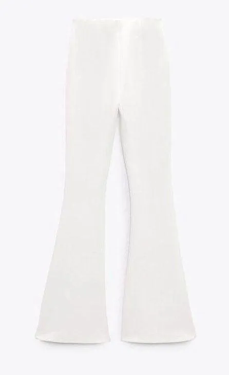 ZARA nwt blogger favorite white soft High waisted flared wide leg pants - Image 5