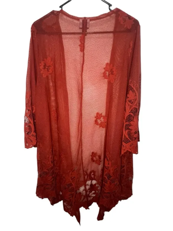 Daytrip Burnt Orange Boho Lace Duster Kimono Cardigan - Image 5