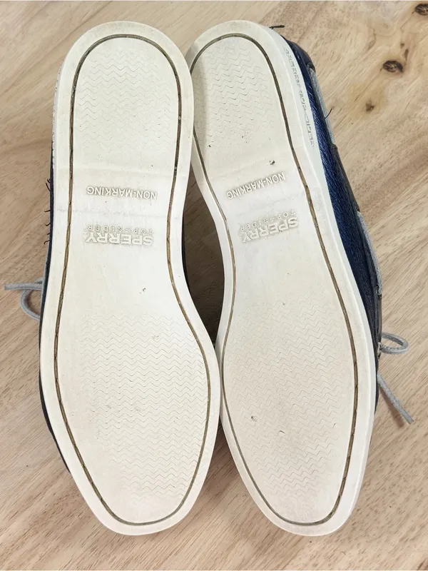 Sperry Top Sider Leather Boat Shoe Metallic Navy Blue Women Size 8 Slip On - Image 9