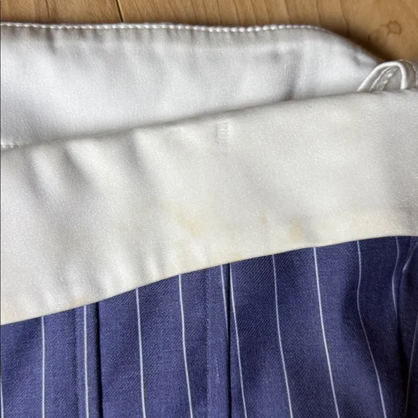 With Jean Navy Pinstripe Strapless Dress with White Trim - Image 5