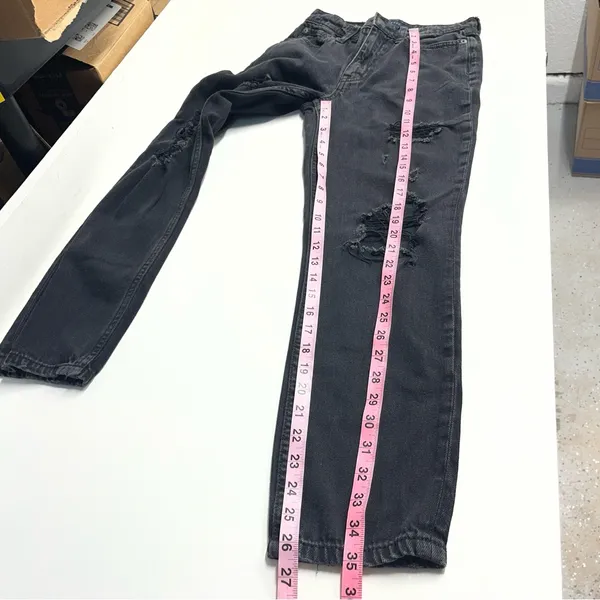 Faded‎ distressed black skater jeans size 00 100% cotton Aeropostale Mom jeans - Image 6