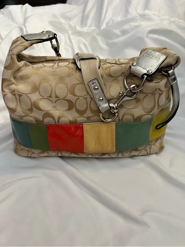 EUC Vintage Coach Gallery Signature Hobo Shoulder Bag with Multicolor Stripe - Image 3