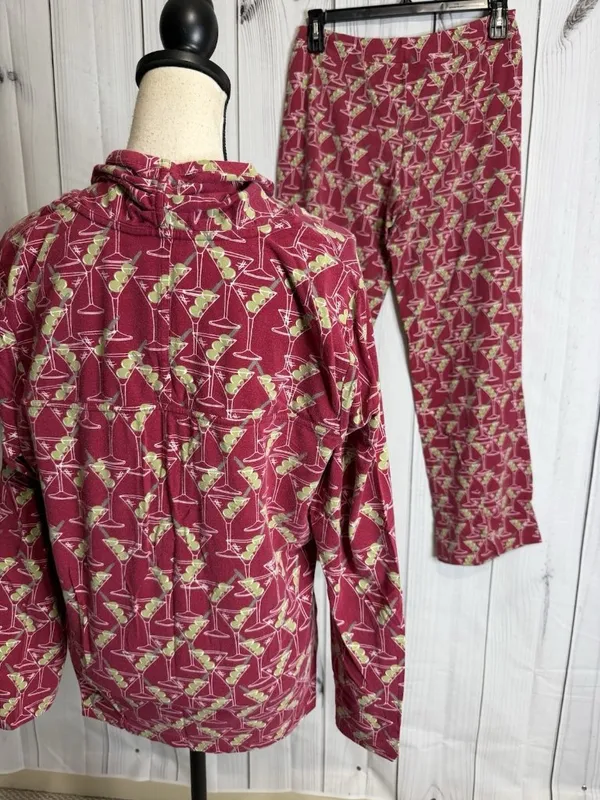 Soma Personality PJs Long Sleeve Pajama Pant Set Martini Olives Top: XL Pants: L - Image 6