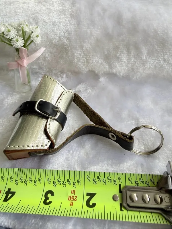 Gold Miniature Key Chain Handbag Handcrafted with Leather form Florence Italy - Image 6