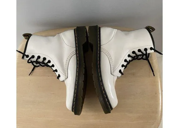 Dr Martens Boots Smooth White Patent Leather Pascal Womens 6 AirWair Docs 1460 - Image 6