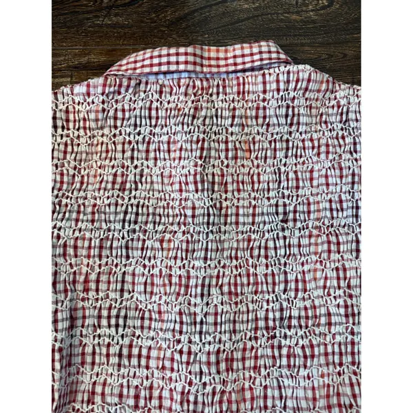 Free People Charlotte Gingham Tunic‎ Women XS Red White NEW Smocked Boho - Image 8