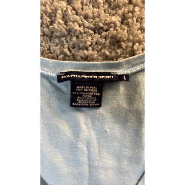Ralph Lauren Sport Women Large Light Blue V-Neck Tank Top Cotton Lyocell - Image 2