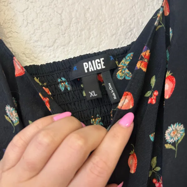 Paige Mixed Print Naya Ruffle Strap Crop Tank Black Size XL - Image 8