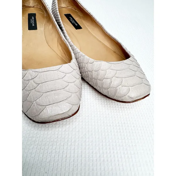 Ann Taylor Beige Nude Snakeskin Leather Ballet Flat Size 7M - Image 7