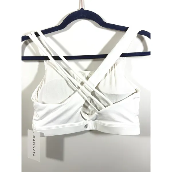 Athleta Train Free Sports Bra White D-DD M Medium Impact Strappy Racerback NWT - Image 3
