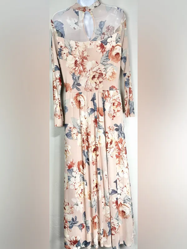 Kate and Lily Floral Mock-Neck Long Sleeve Maxi Dress Blush Pink Size 10 - Image 4