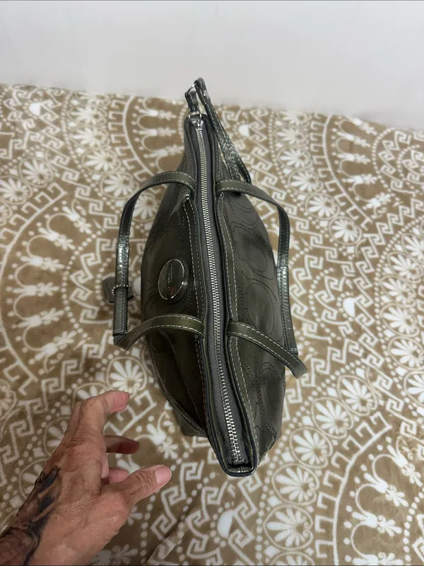 COACH Olive Leather Tote with Signature Charm - Image 6