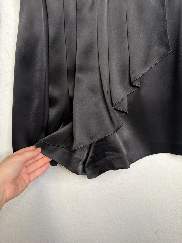 Alice + Olivia Demo Long Sleeve Satin Romper with Ruffle Detail - Image 5
