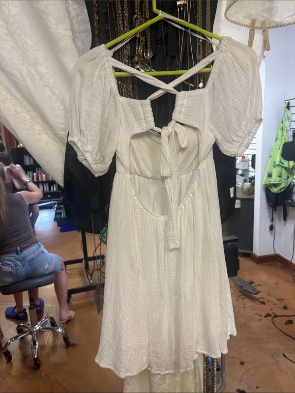 Princess Polly White Cotton Puff Sleeve Babydoll Dress - Image 2