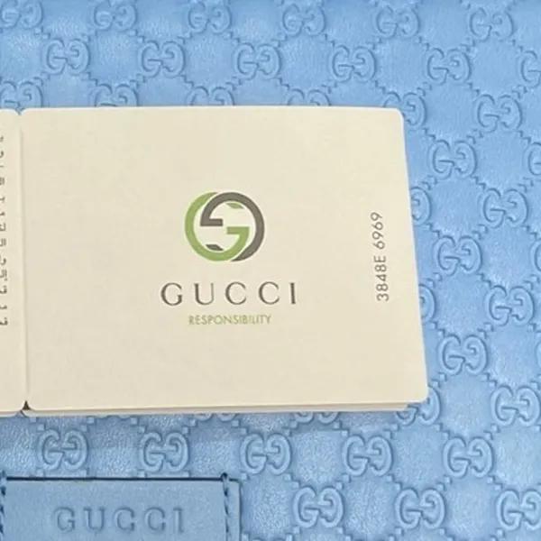 Gucci Blue Micro Guccissima GG Embossed Crossbody Wallet Purse NWT Model #466507 - Image 8