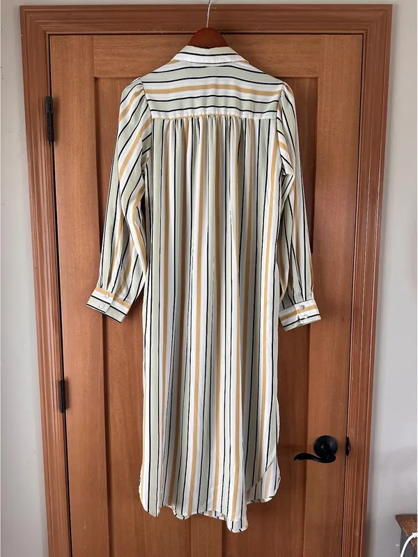 Easel Long Sleeve Striped Button Up Maxi Shirt Dress Women’s Small - Image 12