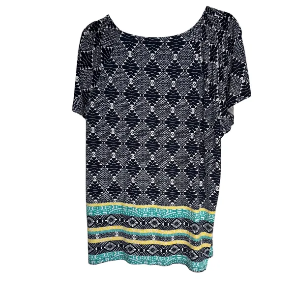 Style Co‎ Woman 3X Black White Geometric Print Tunic Top Short Sleeve - Image 7