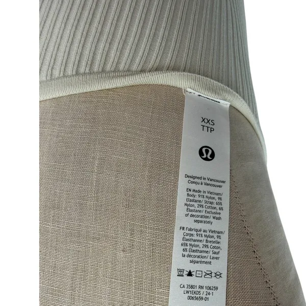 Lululemon Ribbed Asymmetrical One Shoulder Knit Mini Dress Ivory Size‎ XXS - Image 11