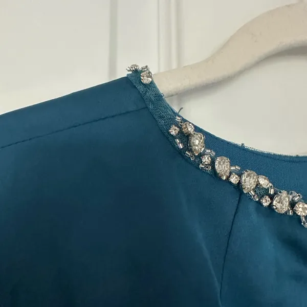 Ieena for Mac Duggal Sapphire Long Sleeve Jewel Trimmed Charmeuse Gown- NWT‎ - Image 13