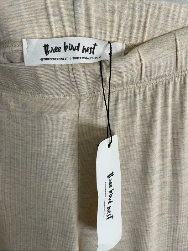 Three Bird Nest Oatmeal Wide Leg Pants Elastic Waist Size Small new lounge chic - Image 2