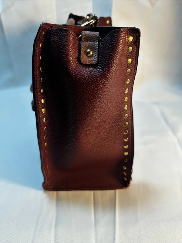Marc New York Wine Red Tote with Gold Accent Studs - Image 4