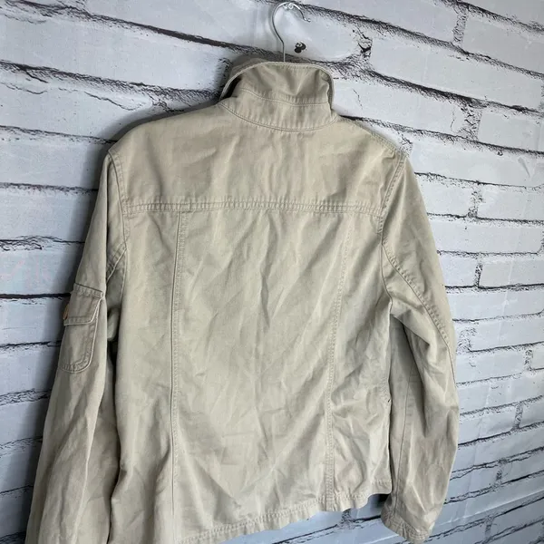 Jones New York Tan Utility Button-Up Collared Jacket Tailored SZ 12 Cargo Field - Image 10