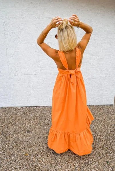 Free People Isabella Maxi Orange Dress - Image 2