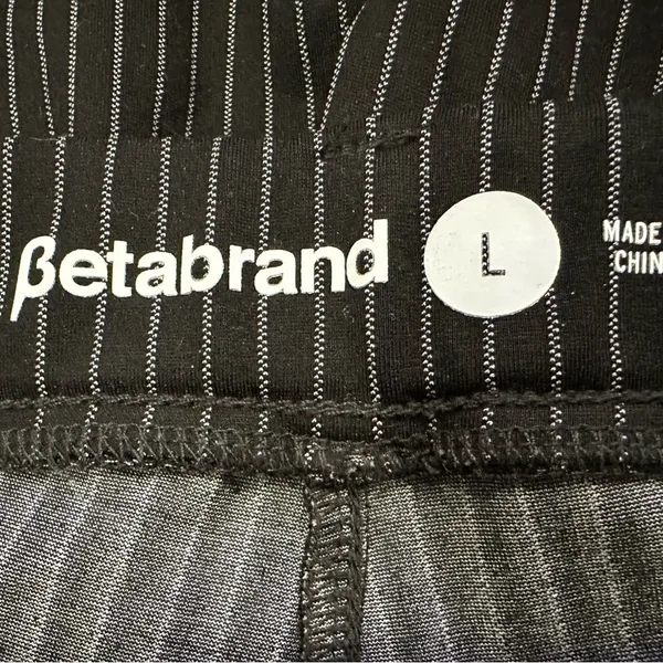 Betabrand Black White Pinstripe Straight Classic Yoga Pants Large L - Image 5