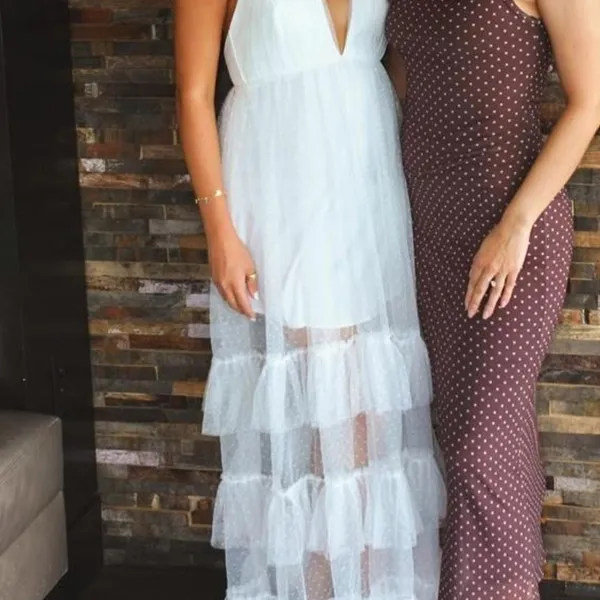 Selfie Leslie White Dress Lace Sheer - Image 4