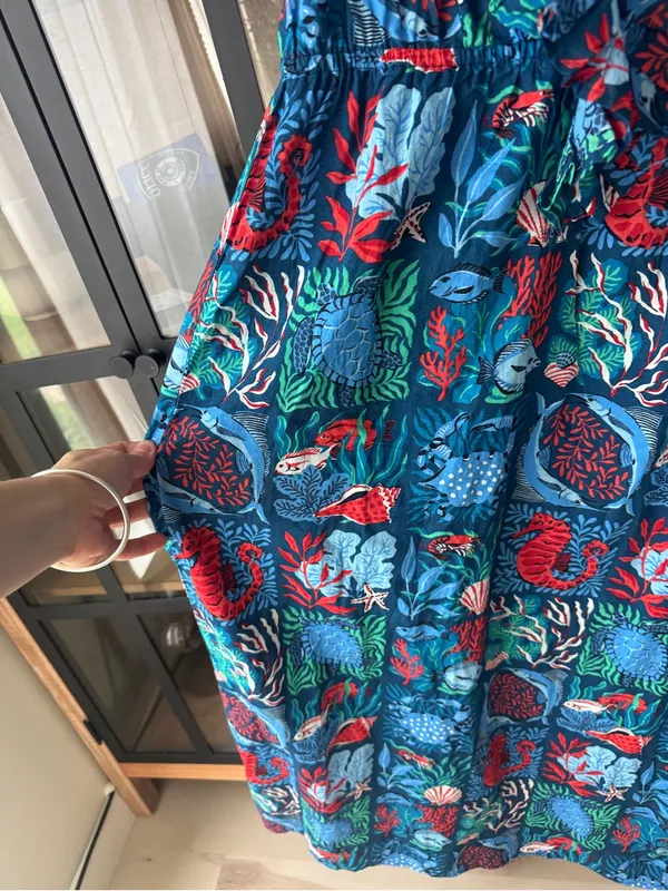 Printfresh Lola Midi Dress ruffle Nautical Tiles Seaside ocean animals fish reef - Image 12