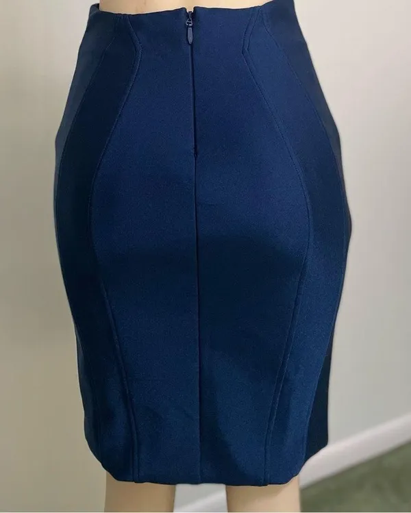 Gold Label Set Polyester/Spandex Navy Blue Two-Piece Summer Dress - Image 5
