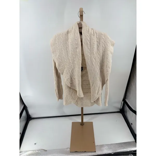 Lauren Ralph Lauren Cable Knit Open Front Cardigan Womens Size L/XL Ivory Wool - Image 10