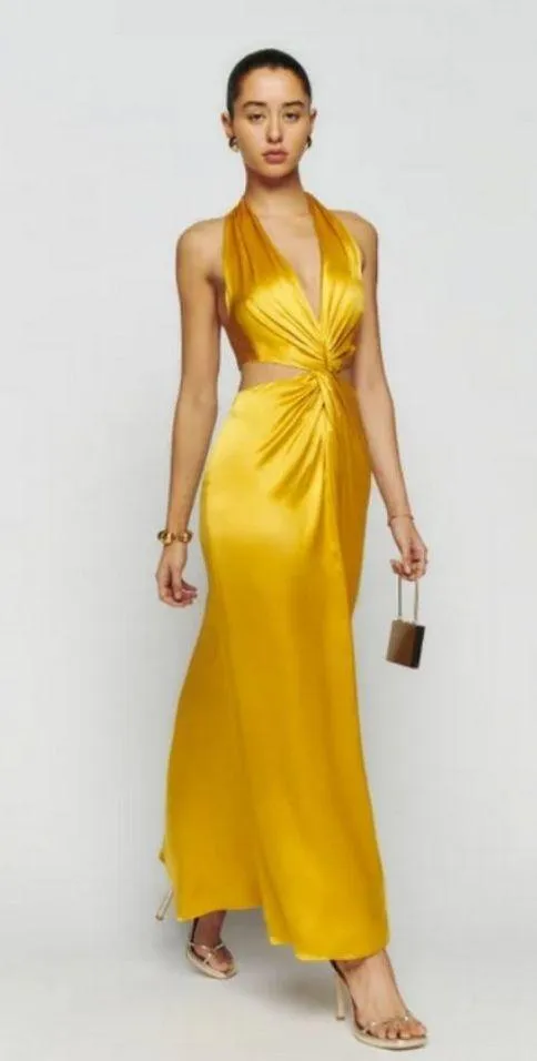 💕REFORMATION💕 Nerida Silk Dress ~ Tumeric 10 NWT - Image 6